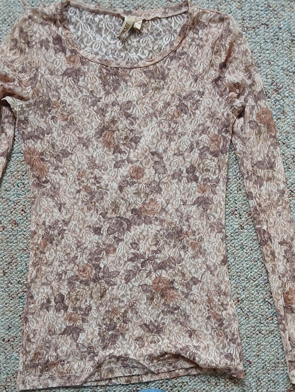 Brown Floral Lace Top